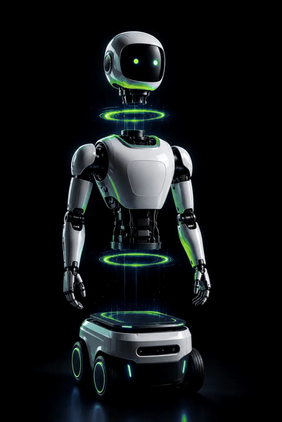 smAiT robot shown in three parts: head, body, and chassis